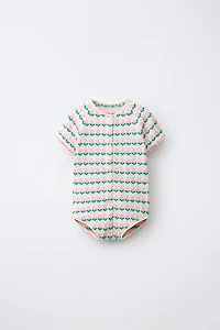 FLORAL JACQUARD KNIT ROMPER