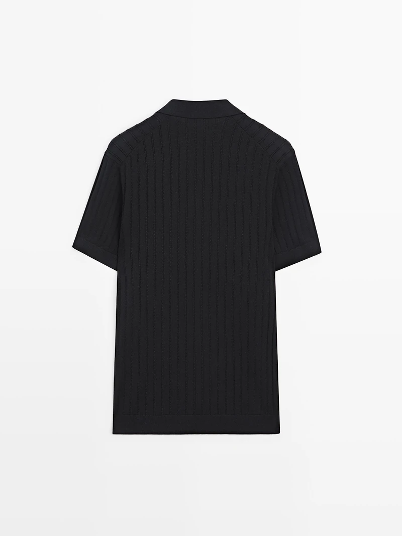 Cable-knit polo sweater