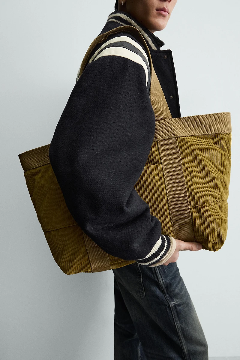 CORDUROY EFFECT TOTE BAG