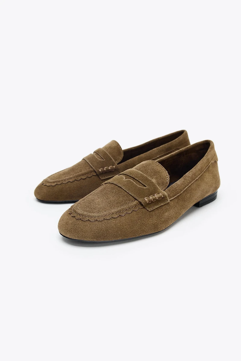 STITCHED SPLIT SUEDE LOAFERS