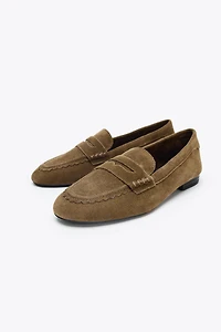 STITCHED SPLIT SUEDE LOAFERS