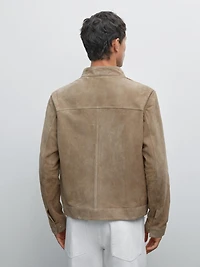 Veste courte en cuir caprin finition daim