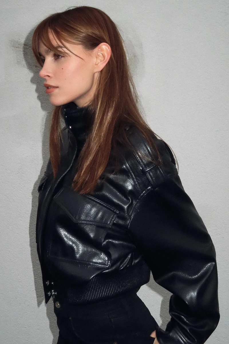 FAUX LEATHER JACKET WITH TABS