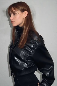 FAUX LEATHER JACKET WITH TABS