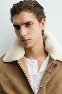 BLOUSON EN CUIR SUÉDÉ AVEC EFFET MOUTON