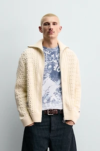 JACQUARD CABLE KNIT CARDIGAN CHAMPION ® X ZARA