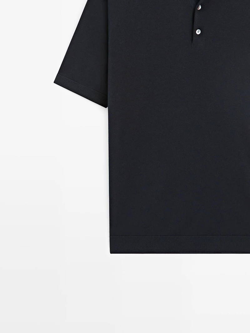 Knit cotton polo shirt