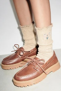 KNIT FLORAL EMBROIDERED SOCKS