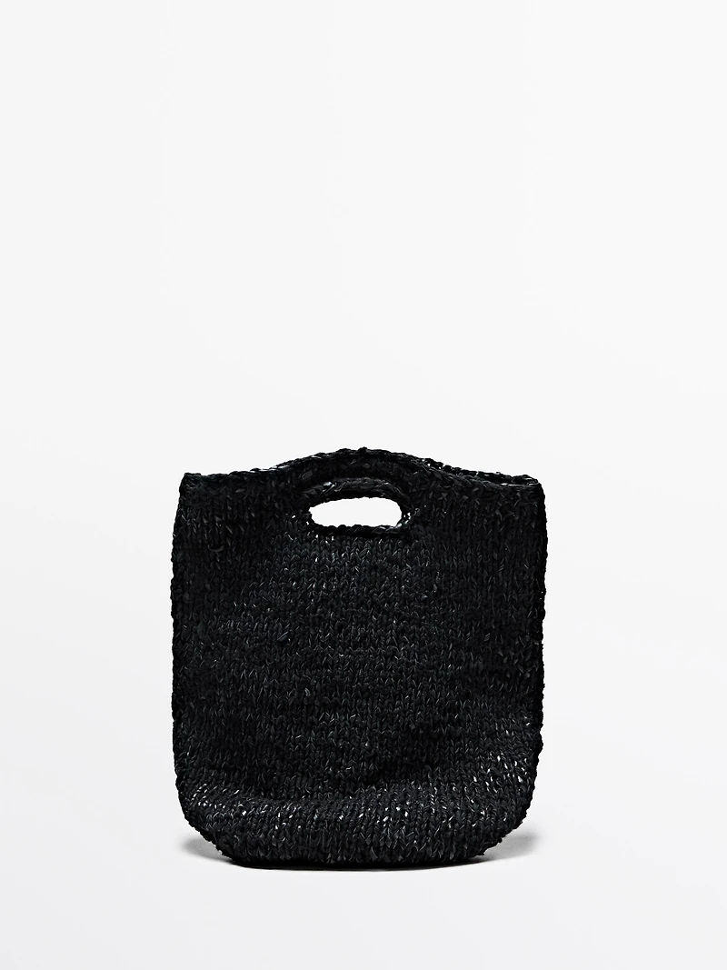Mid-size crochet knit leather bag - LIMITED