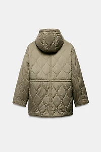 WATER REPELLENT HOODED PUFFER JACKET