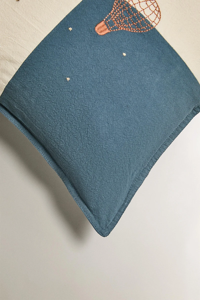 KIDS' THROW PILLOW COVER WITH EMBROIDERED BALLOONS