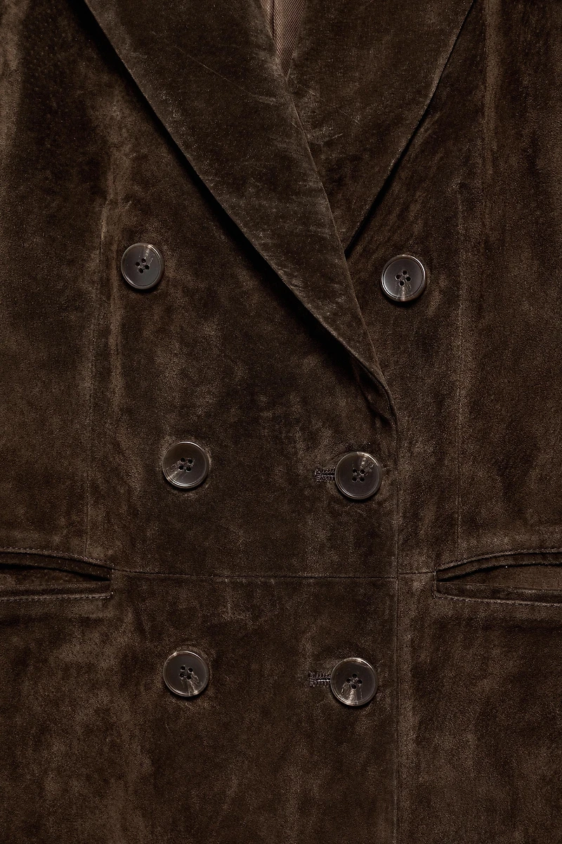 DOUBLE-BREASTED 100% SUEDE LEATHER BLAZER
