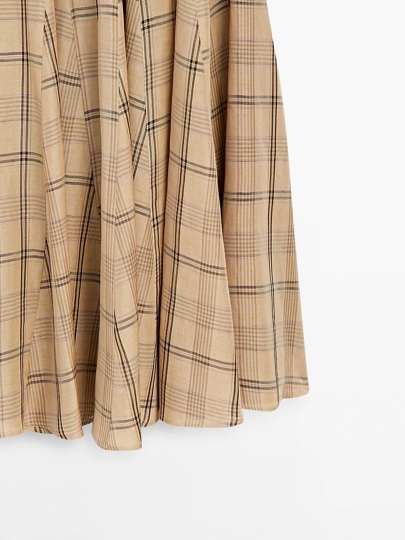 Check print godet midi skirt - STUDIO