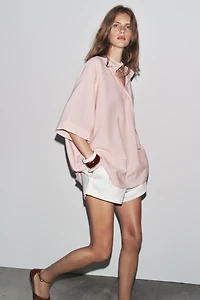 STRIPED OVERSIZED CAPE SHIRT ZW COLLECTION