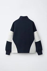 COLOR BLOCK HIGH-NECK SWEATSHIRT