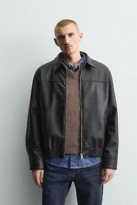 FAUX LEATHER BOMBER JACKET