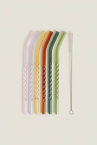 COLORED BOROSILICATE GLASS STRAW PACK (PACK OF 6)