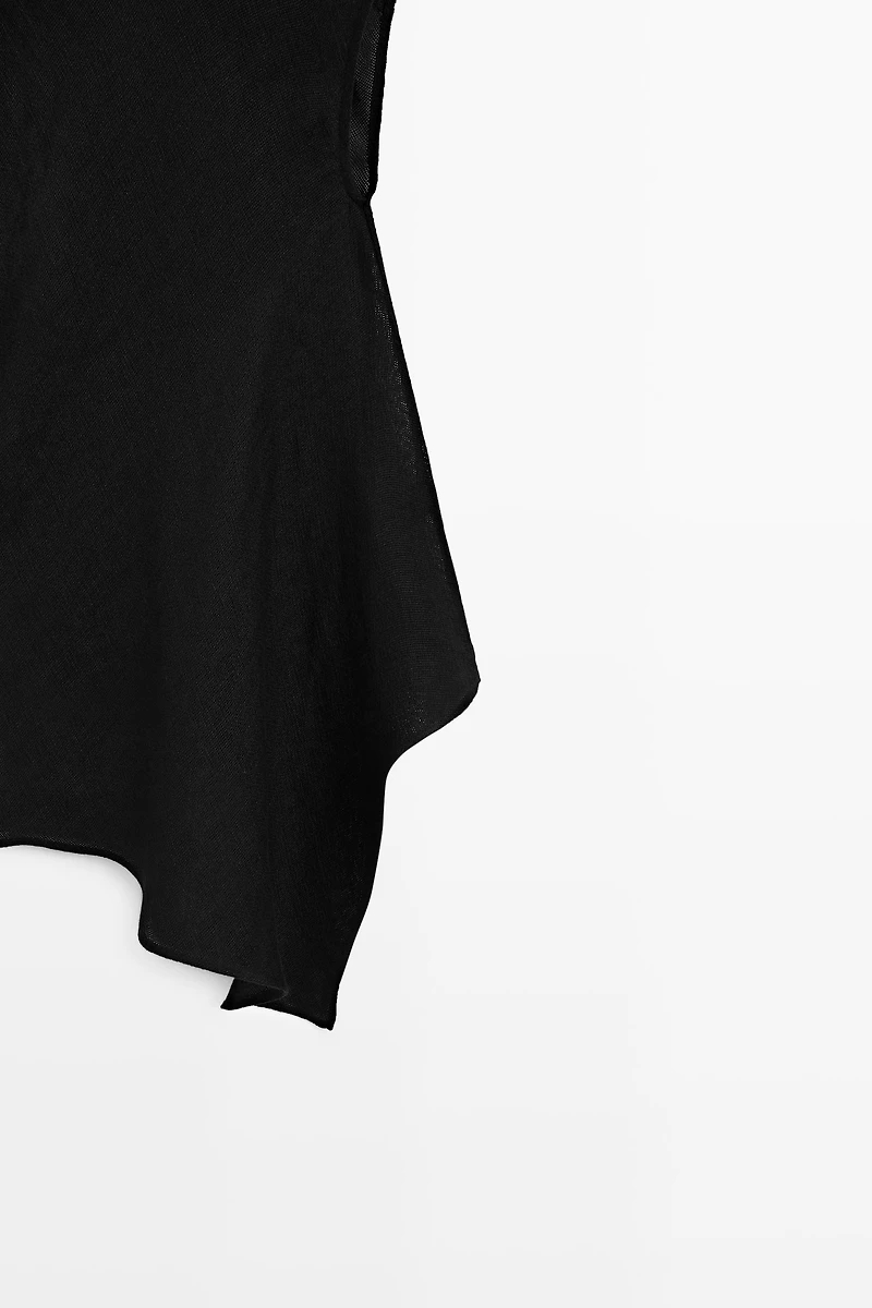 Flowing asymmetric linen top