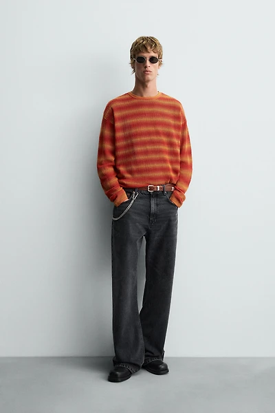 OPENWORK STRIPED SWEATER
