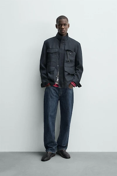 BLOUSON À POCHES 100% LIN