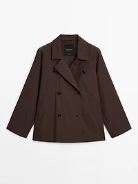 Cotton blend trench coat with back detail