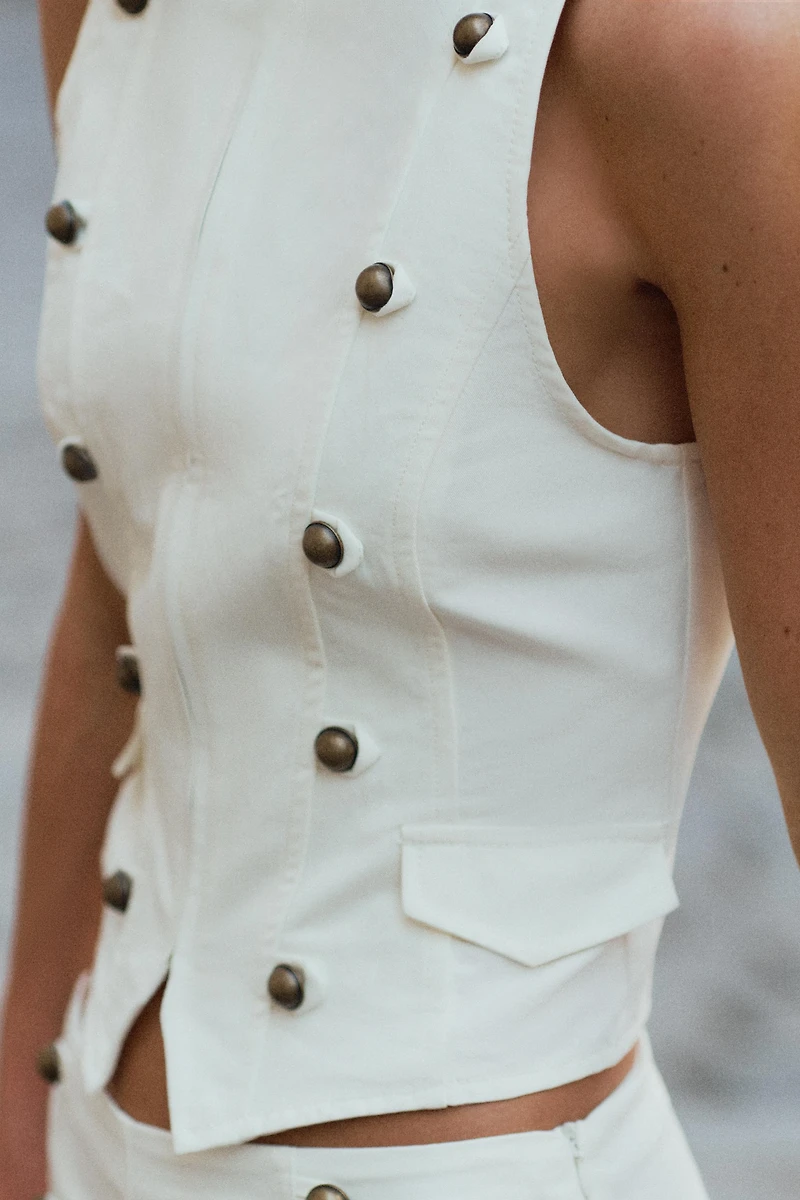 TOP ZIPPÉ À BOUTONS