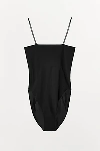 FITTED STRAPPY BODYSUIT WITH SEAMS
