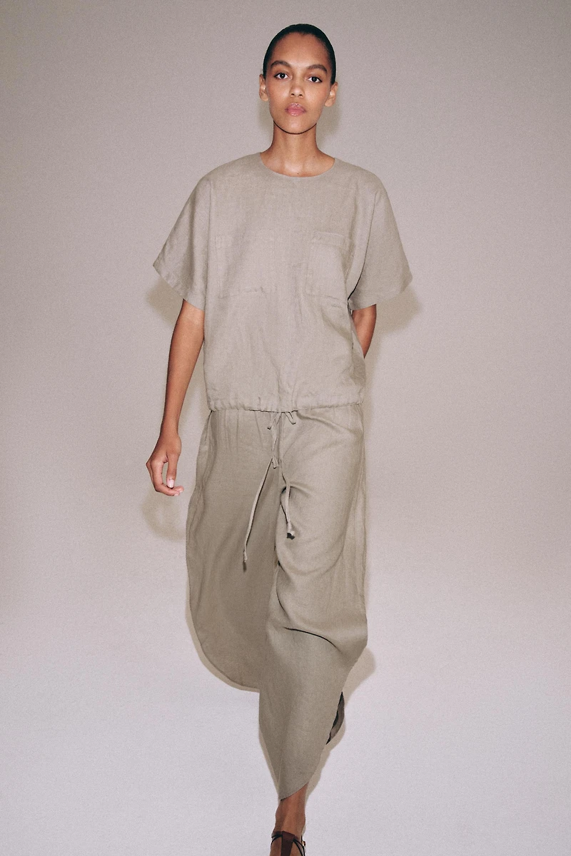 ZW COLLECTION 100% LINEN VENTED PANTS
