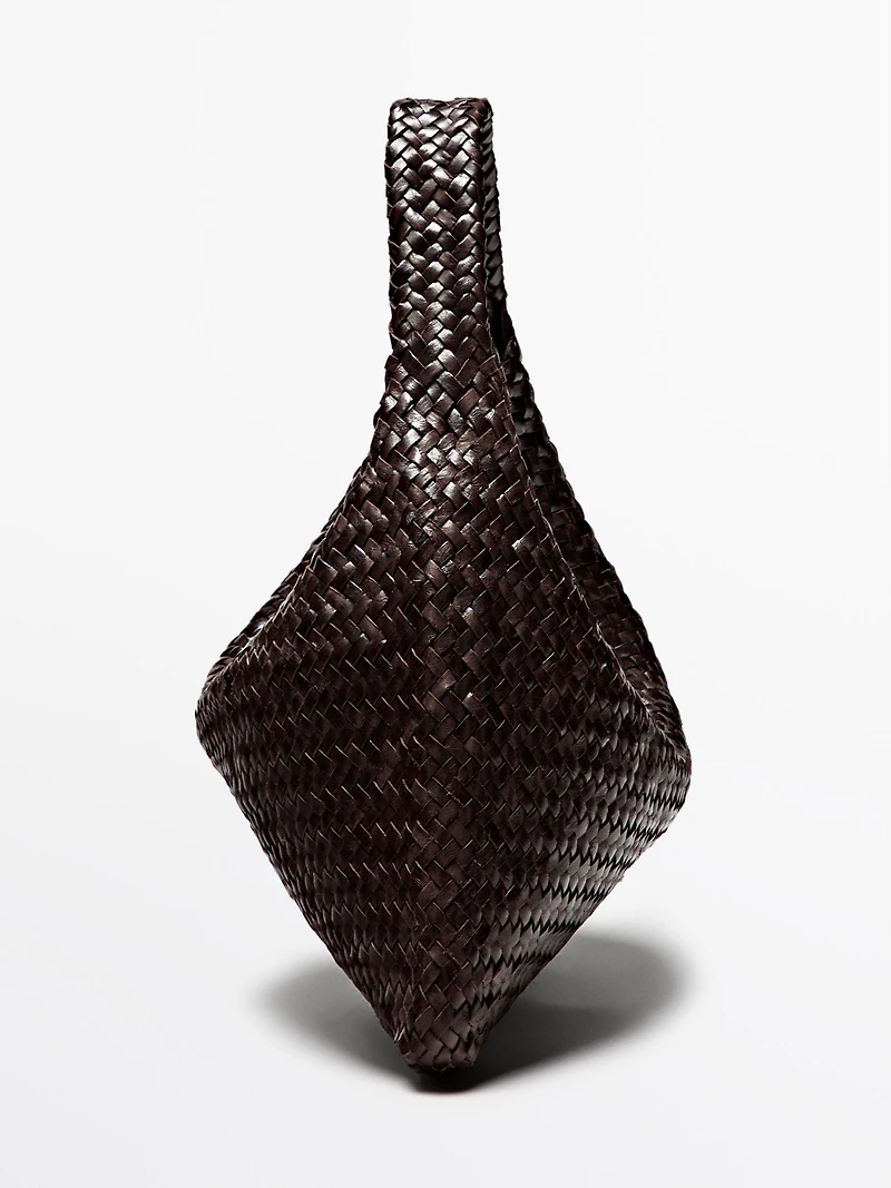Braided nappa leather shopper bag