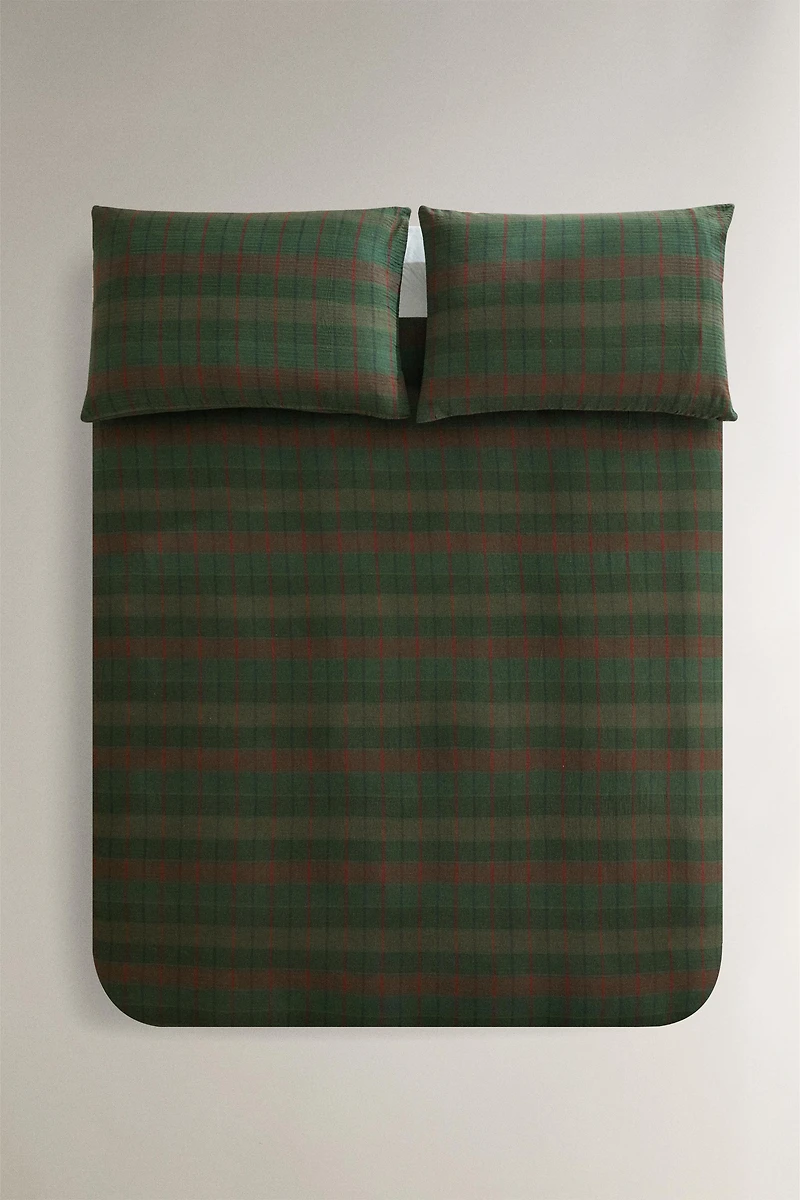 CHRISTMAS TARTAN CHECK COTTON DUVET COVER