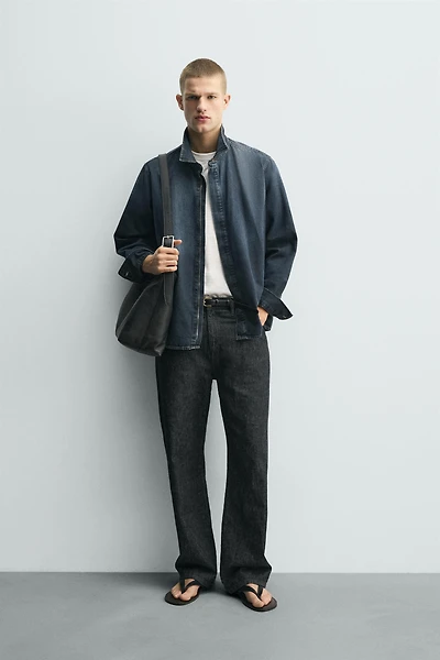 ZIP-UP DENIM SHIRT