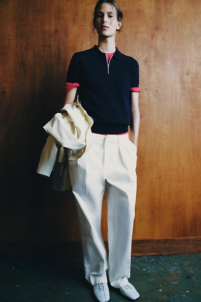 KNIT ZIP POLO SHIRT
