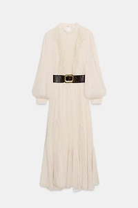 ROBE MIDI DENTELLE CEINTURE