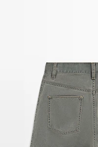 Wide-leg cotton jeans with denim detail