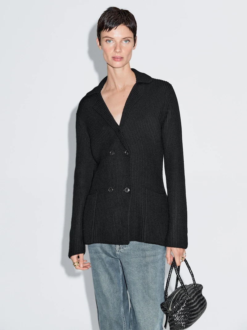 Cardigan double boutonnage 100 % laine