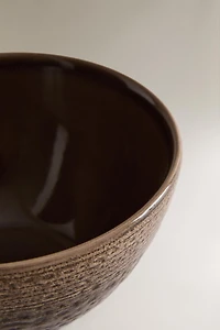 EARTHENWARE BOWL WITH RAISED DESIGN