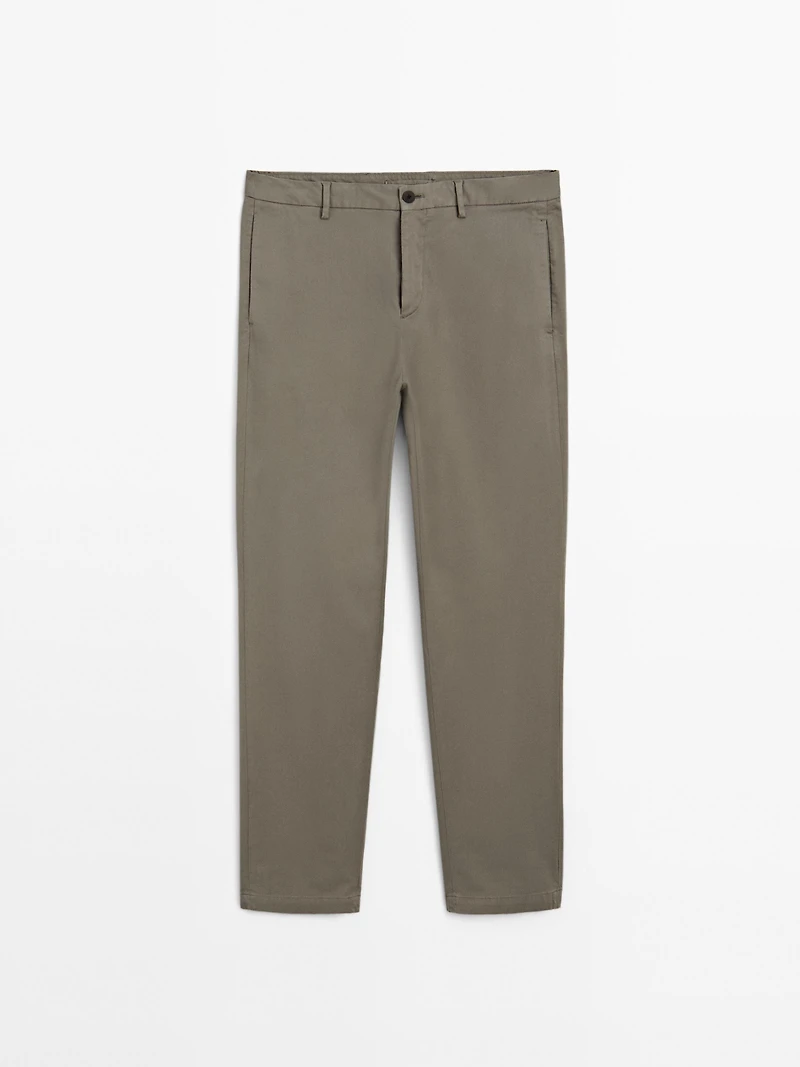 Slim fit textured trousers