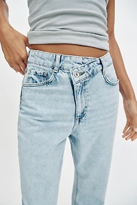 Z1975 HIGH-WAISTED CRISS-CROSS WAIST STRAIGHT JEANS