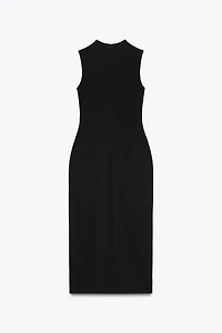 BELTED CREPE MIDI DRESS