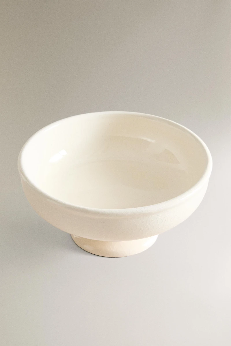 EARTHENWARE FRUIT BOWL WITH STAND