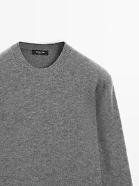 Wool blend crew neck knit sweater