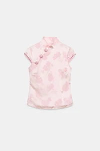 BUTTONED JACQUARD SATIN EFFECT TOP