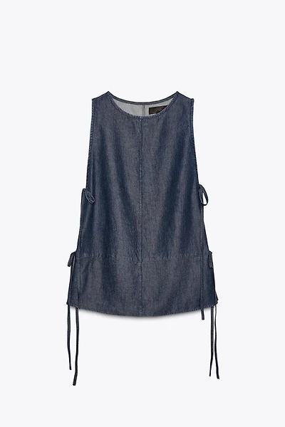 ZW COLLECTION DENIM TIE TOP