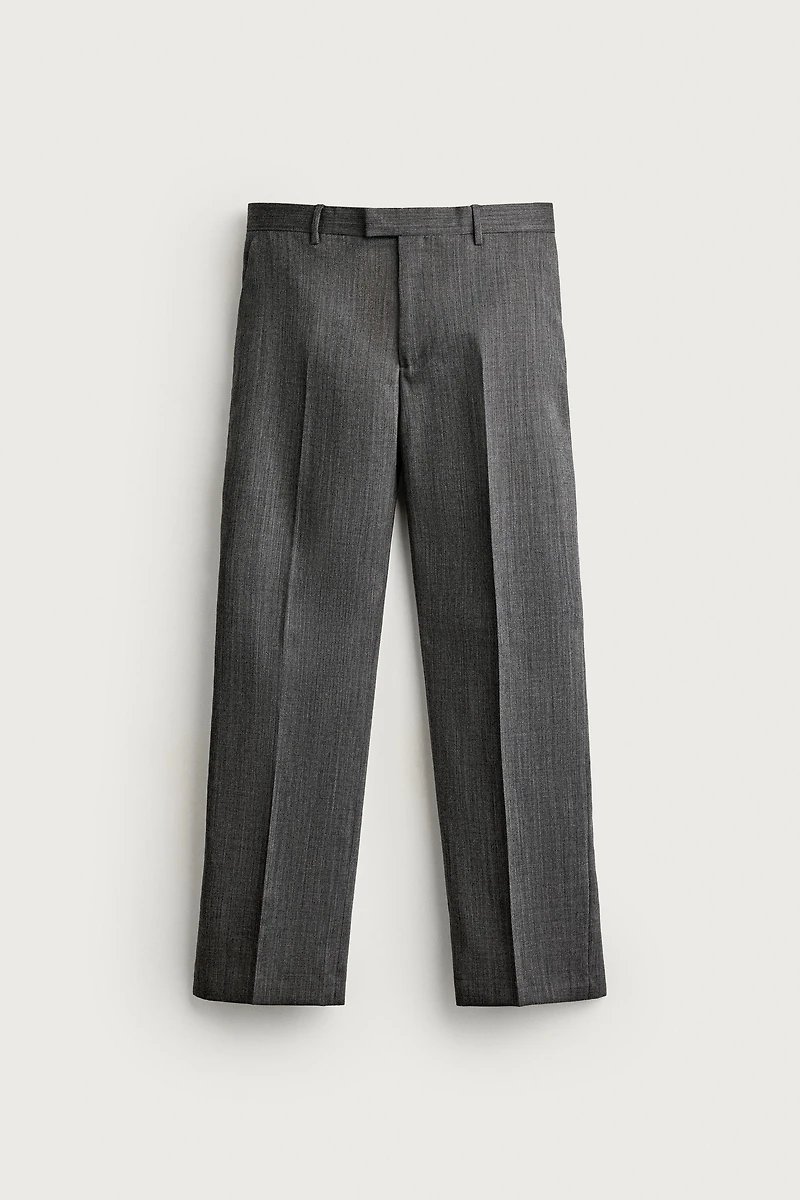 100% WOOL RELAXED FIT SUIT PANTS