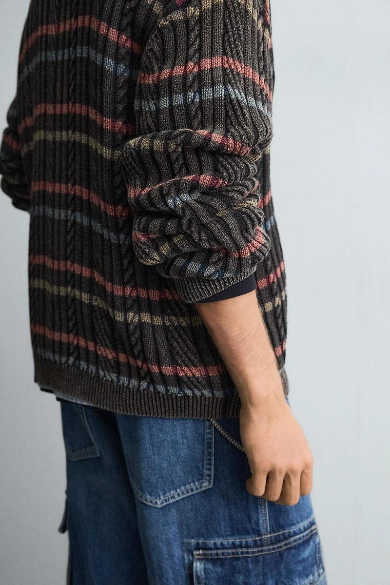 TEXTURED STRIPED SWEATER