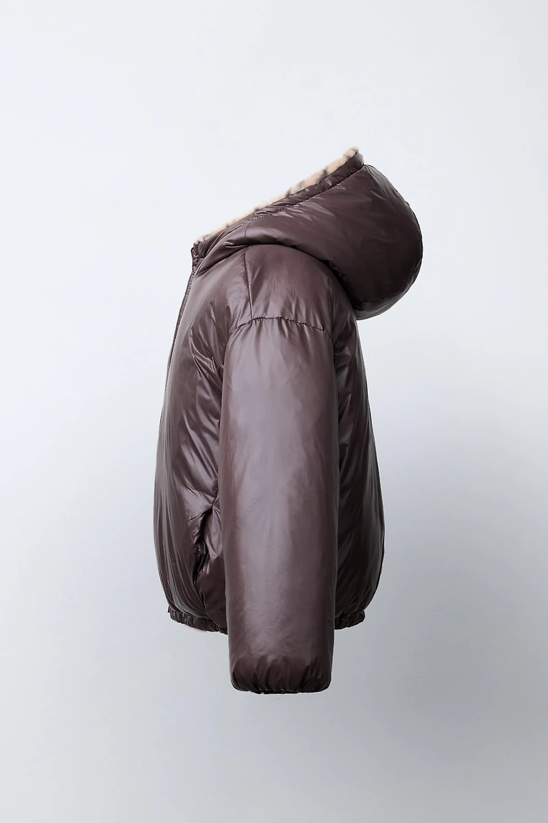 REVERSIBLE FAUX FUR ANIMAL PRINT JACKET