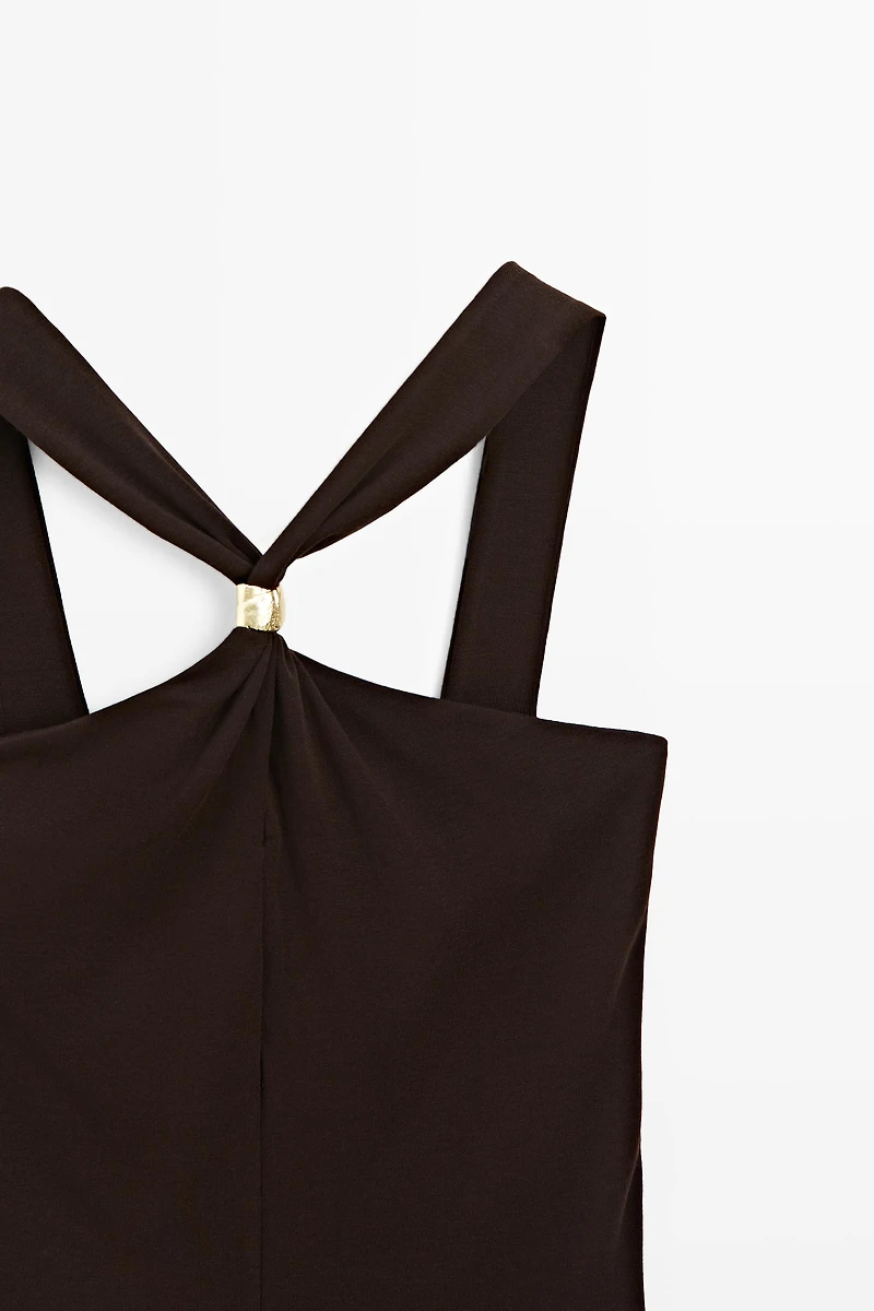Halter top with jewel straps