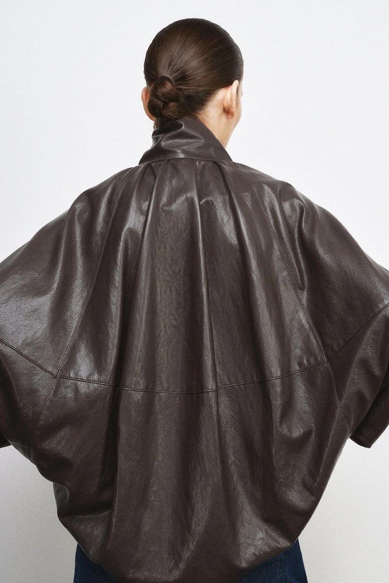 FAUX LEATHER BOMBER JACKET ZW COLLECTION