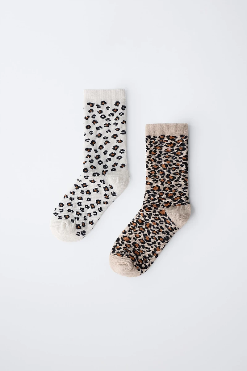 LOT DE DEUX CHAUSSETTES ANIMAL PRINT