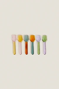 PACK OF MULTICOLORED BOROSILICATE GLASS ICE CREAM SPOONS (PACK OF 6)